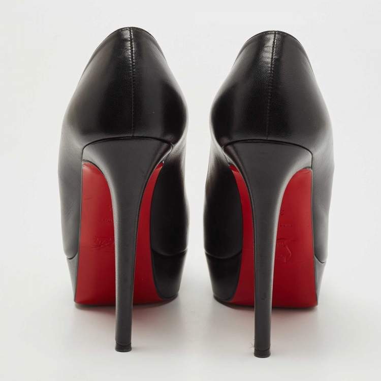 Pre Owned Christian Louboutin Black Leather Bianca Pumps Size 38.5