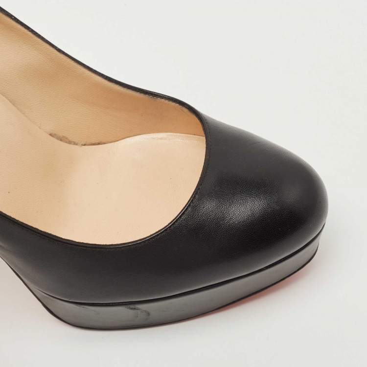 Pre Owned Christian Louboutin Black Leather Bianca Pumps Size 38.5