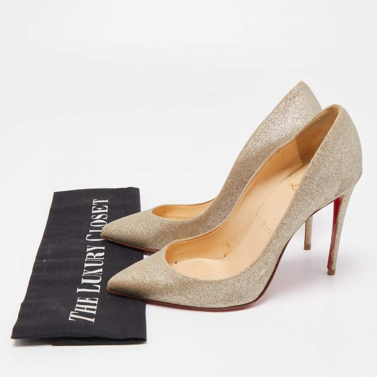Pre Owned Christian Louboutin Gold Glitter Pigalle Follies Pumps Size 36