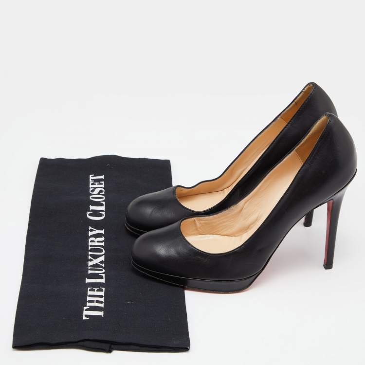 Pre Owned Christian Louboutin Black Leather New Simple Pumps Size 37.5
