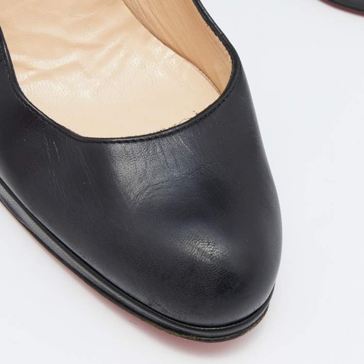Pre Owned Christian Louboutin Black Leather New Simple Pumps Size 37.5