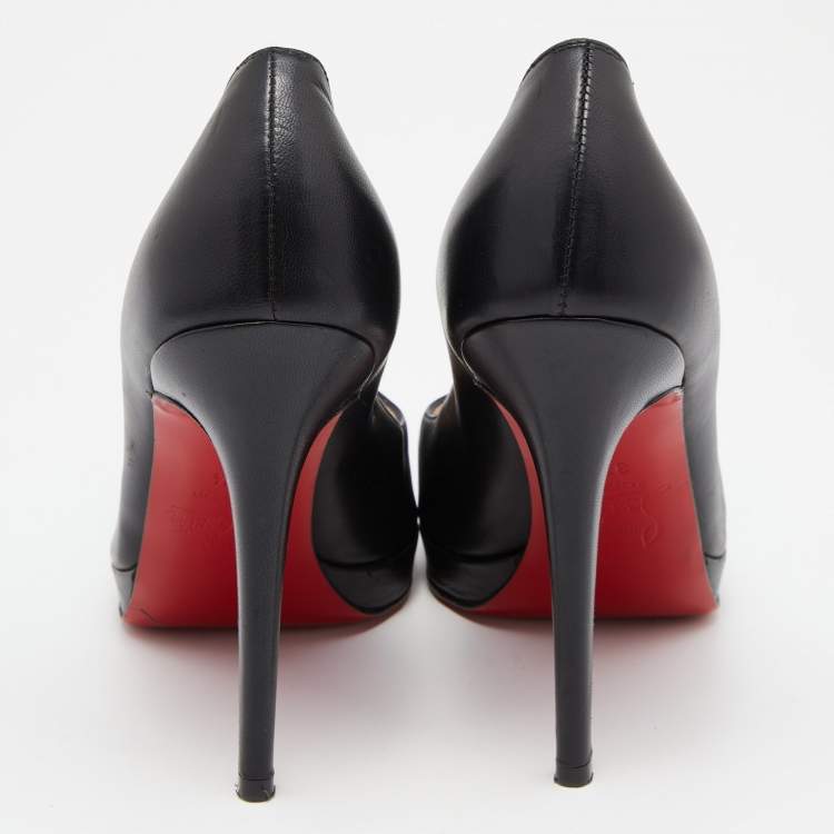 Pre Owned Christian Louboutin Black Leather New Simple Pumps Size 37.5