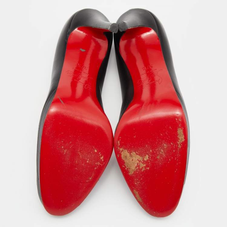 Pre Owned Christian Louboutin Black Leather New Simple Pumps Size 37.5