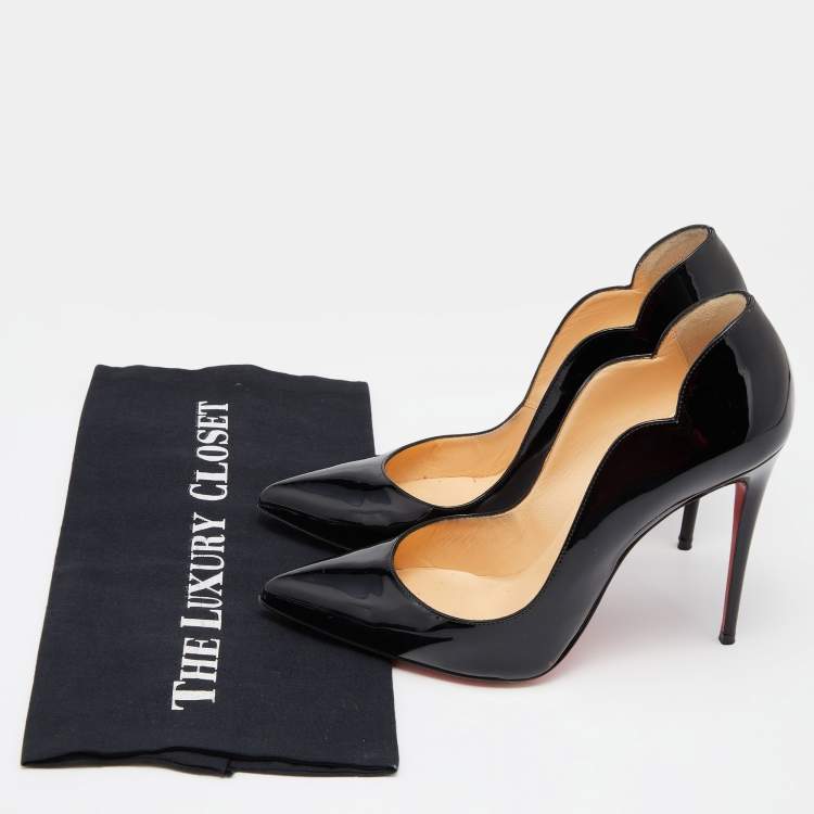 Pre Owned Christian Louboutin Black Patent Leather Hot Chick Pumps Size 39.5
