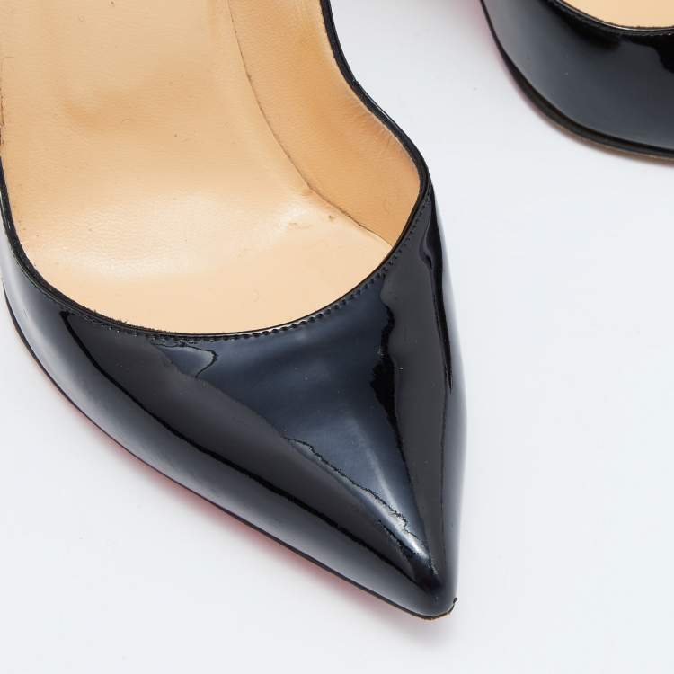 Pre Owned Christian Louboutin Black Patent Leather Hot Chick Pumps Size 39.5