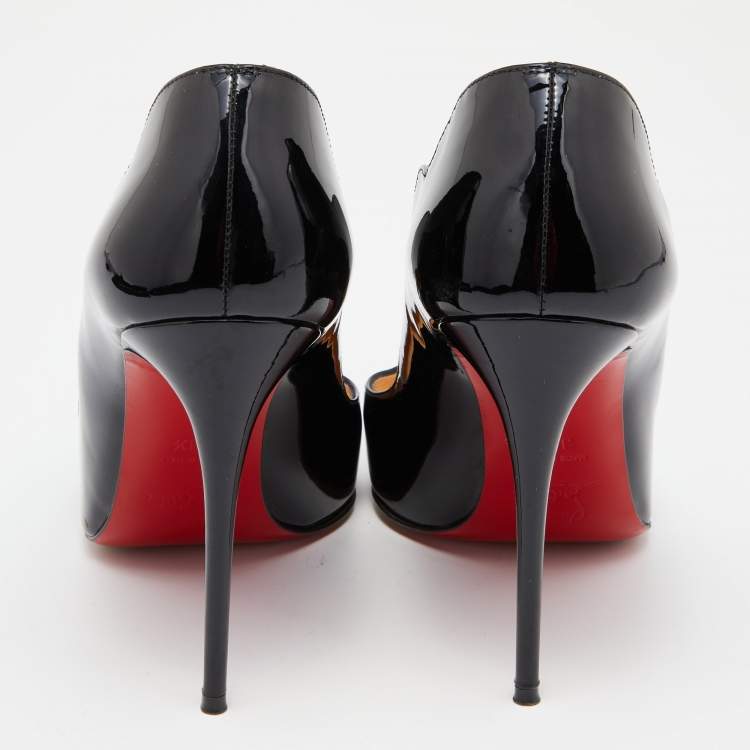 Pre Owned Christian Louboutin Black Patent Leather Hot Chick Pumps Size 39.5