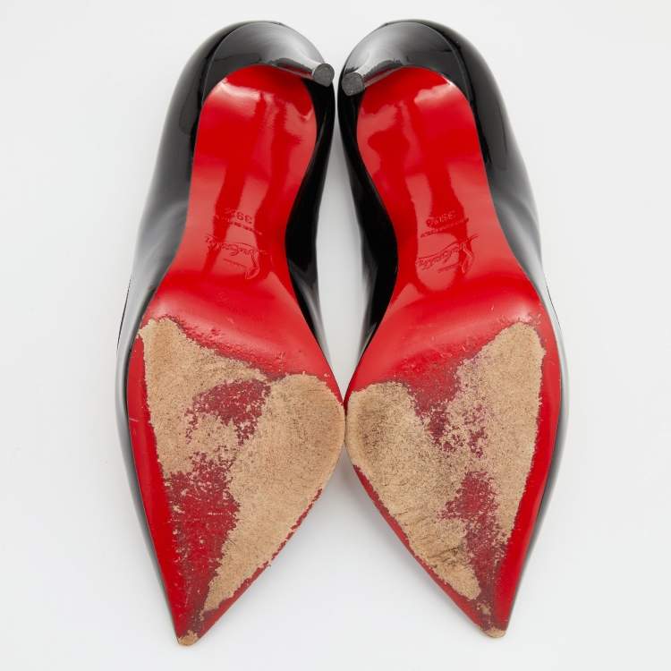 Pre Owned Christian Louboutin Black Patent Leather Hot Chick Pumps Size 39.5