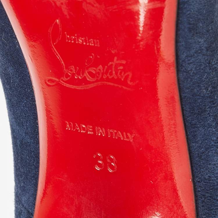 Pre Owned Christian Louboutin Blue Suede So Kate Pointed Toe Pumps Size 38