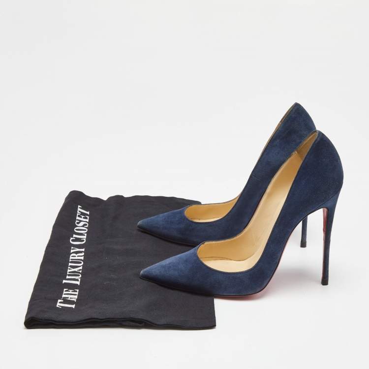 Pre Owned Christian Louboutin Blue Suede So Kate Pointed Toe Pumps Size 38
