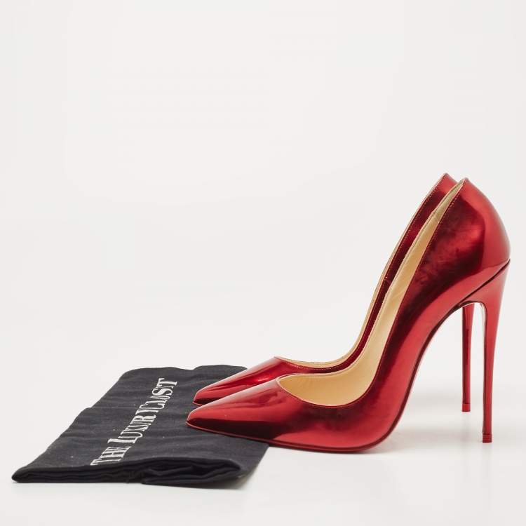 Pre Owned Christian Louboutin Metallic Red Leather Pigalle Follies Pumps Size 38.5