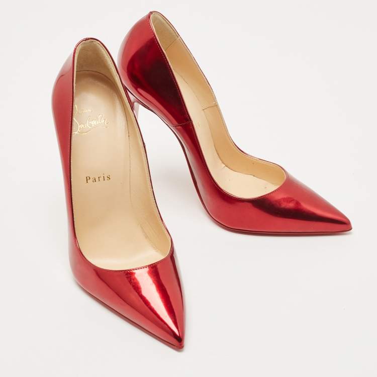 Pre Owned Christian Louboutin Metallic Red Leather Pigalle Follies Pumps Size 38.5