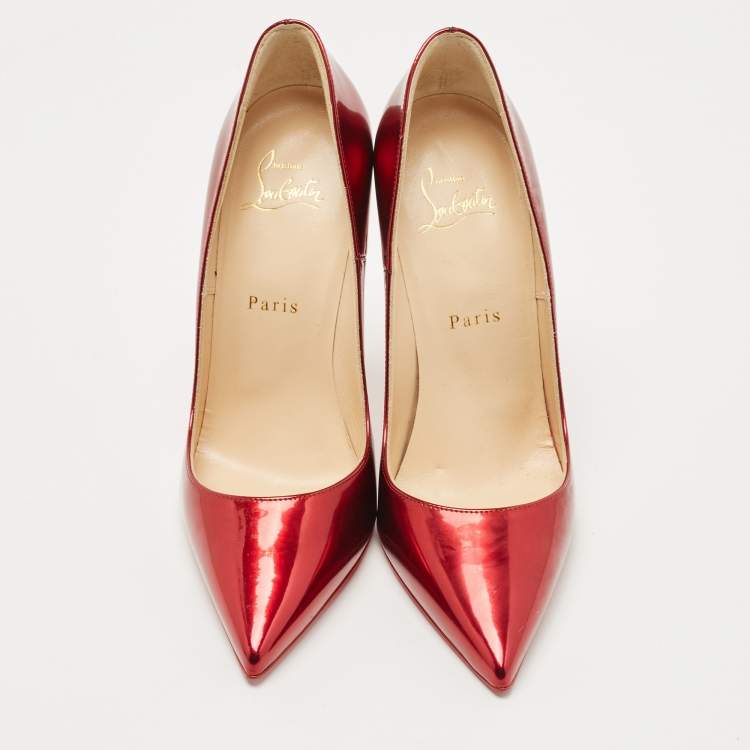 Pre Owned Christian Louboutin Metallic Red Leather Pigalle Follies Pumps Size 38.5