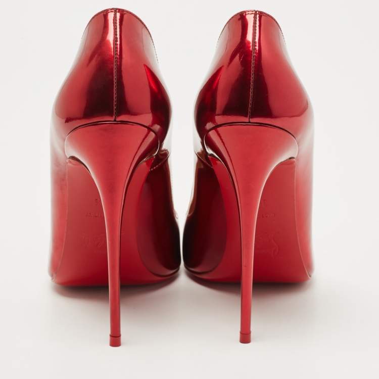 Pre Owned Christian Louboutin Metallic Red Leather Pigalle Follies Pumps Size 38.5