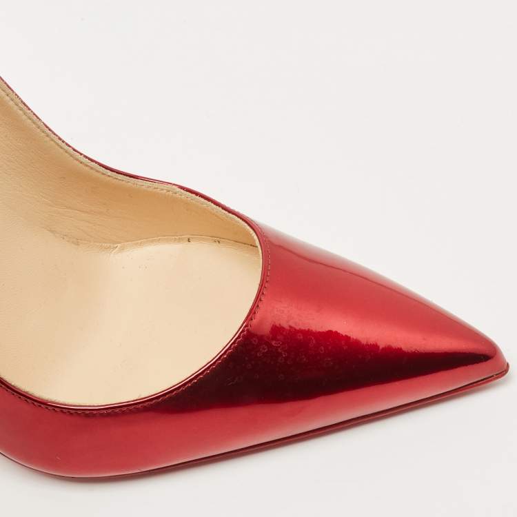 Pre Owned Christian Louboutin Metallic Red Leather Pigalle Follies Pumps Size 38.5