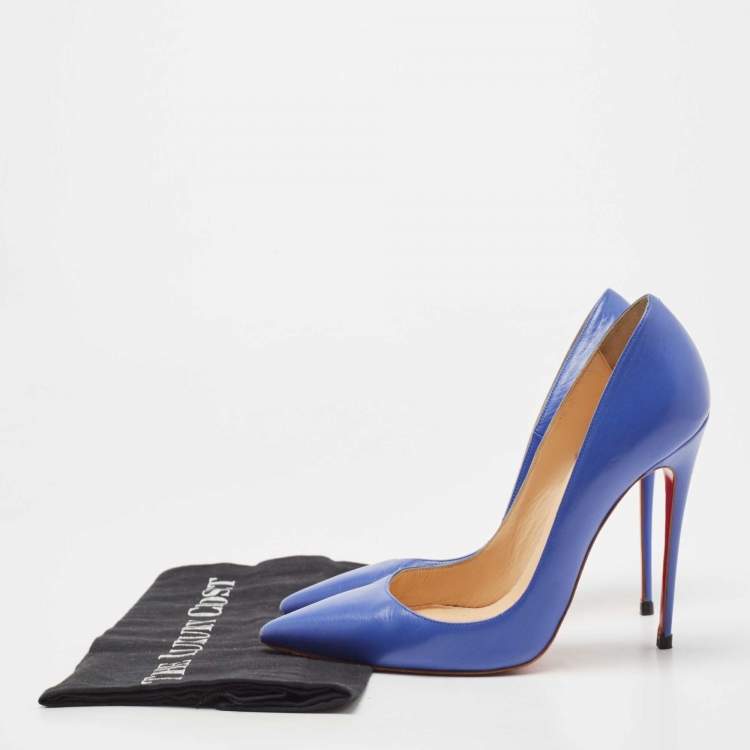 Pre Owned Christian Louboutin Blue Leather So Kate Pumps Size 38