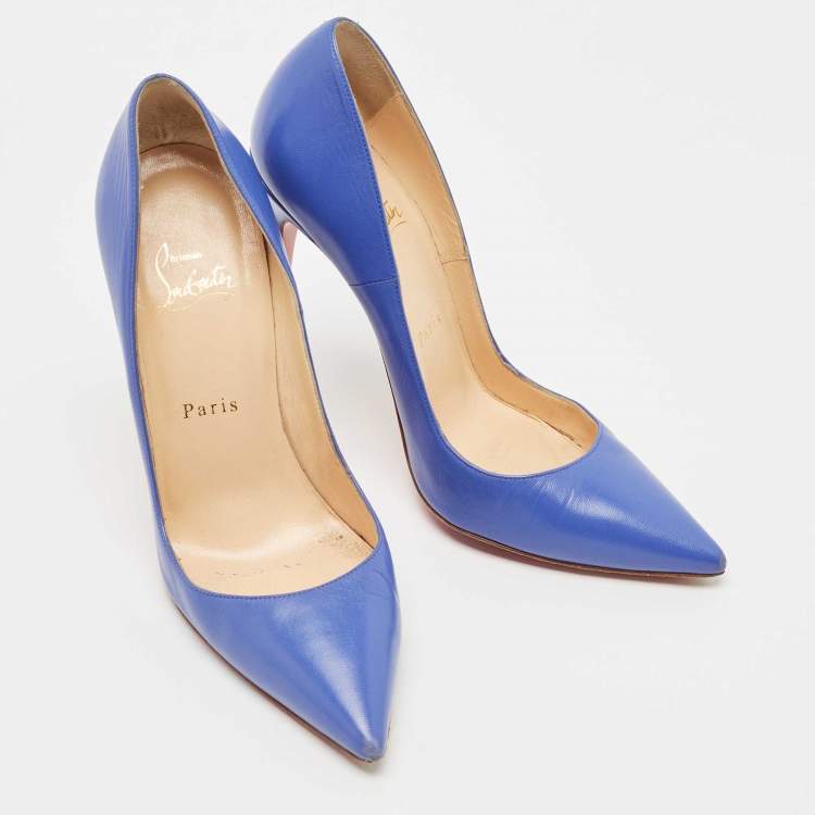 Pre Owned Christian Louboutin Blue Leather So Kate Pumps Size 38
