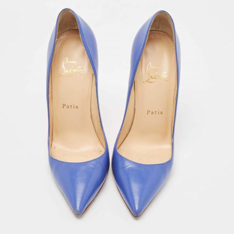 Pre Owned Christian Louboutin Blue Leather So Kate Pumps Size 38