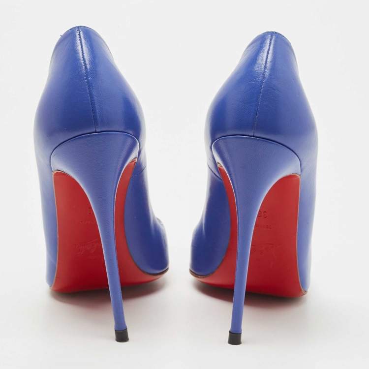 Pre Owned Christian Louboutin Blue Leather So Kate Pumps Size 38