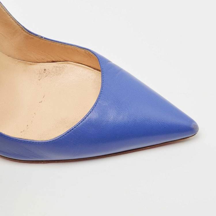 Pre Owned Christian Louboutin Blue Leather So Kate Pumps Size 38