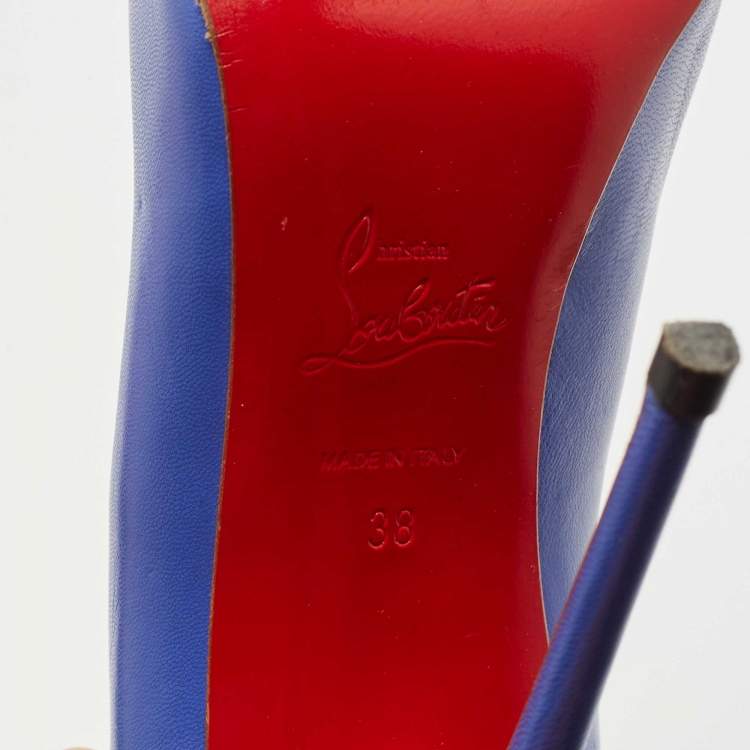 Pre Owned Christian Louboutin Blue Leather So Kate Pumps Size 38