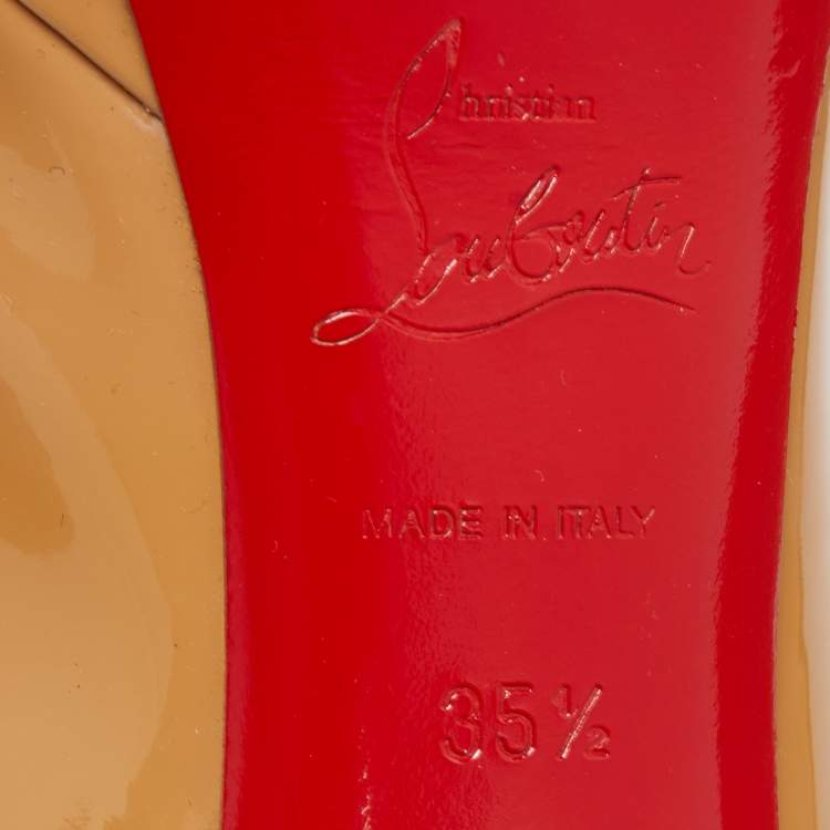 Pre Owned Christian Louboutin Beige Patent Leather New Simple Pumps Size 35.5