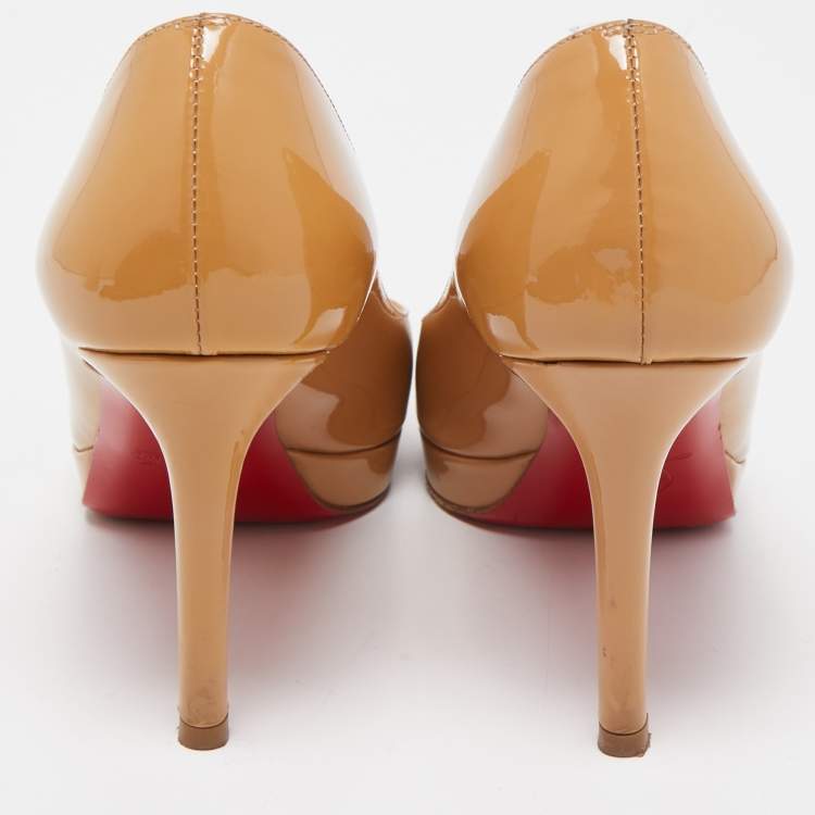 Pre Owned Christian Louboutin Beige Patent Leather New Simple Pumps Size 35.5