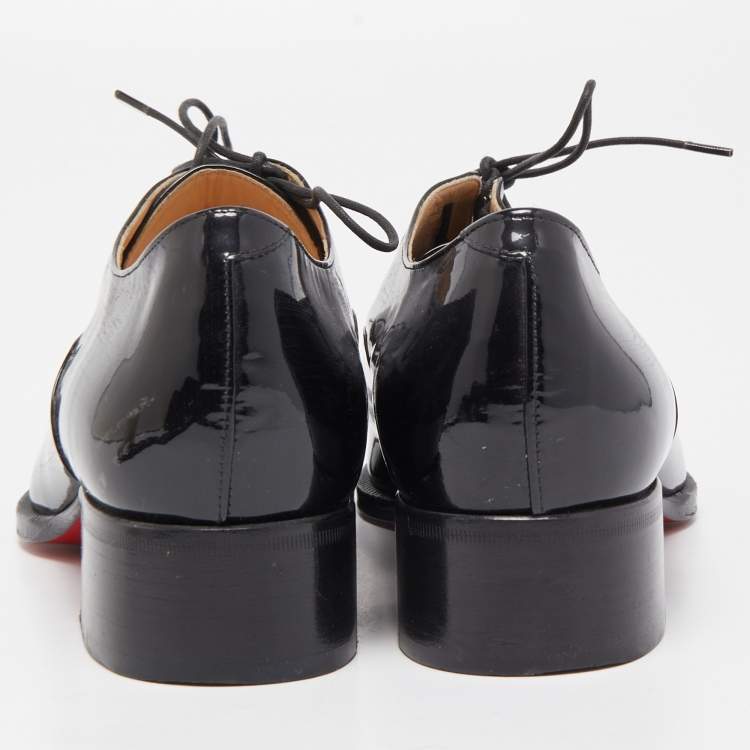 Pre Owned Christian Louboutin Black Patent Leather Zazou Oxfords Size 38