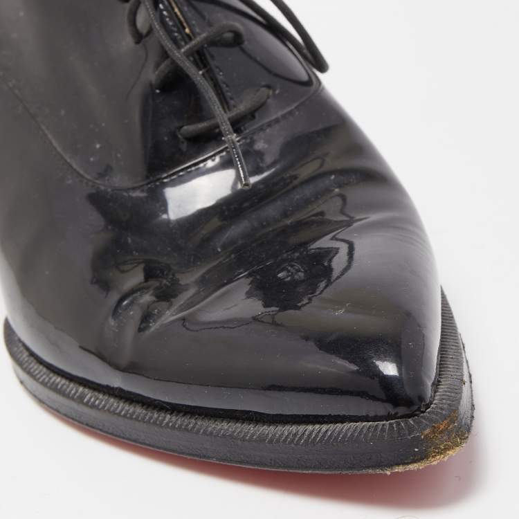 Pre Owned Christian Louboutin Black Patent Leather Zazou Oxfords Size 38