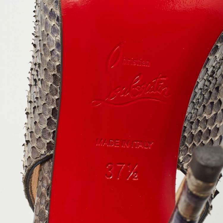 Pre Owned Christian Louboutin Two Tone Python Slingback Pumps Size 37.5