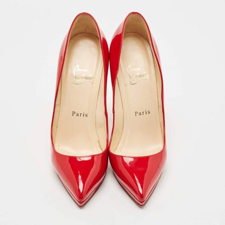 Pre Owned Christian Louboutin Red Patent Pigalle Plato Pumps Size 36