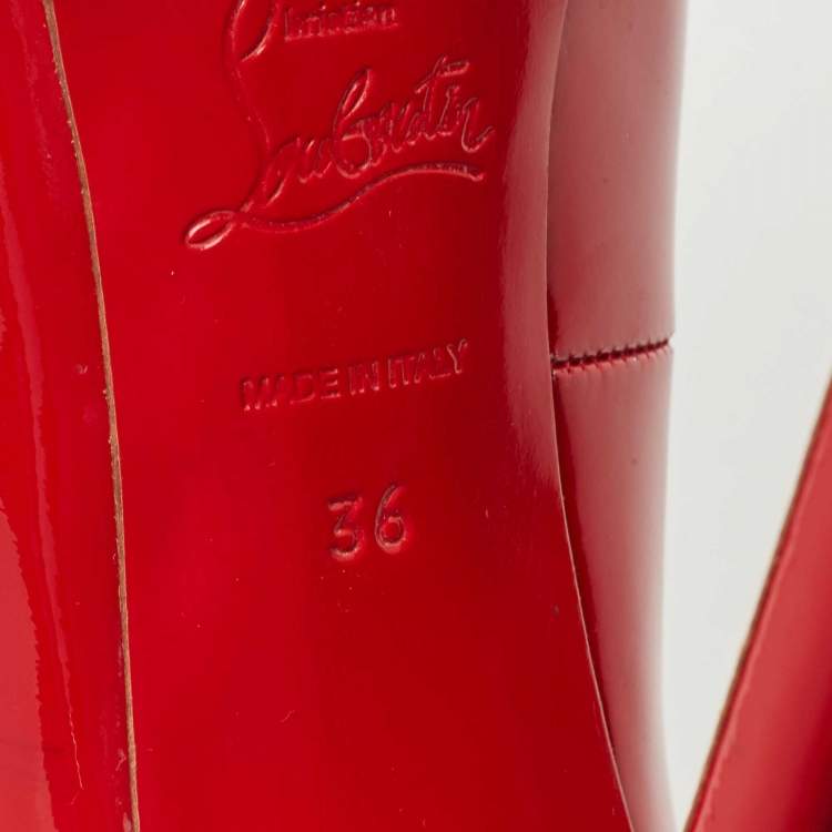 Pre Owned Christian Louboutin Red Patent Pigalle Plato Pumps Size 36