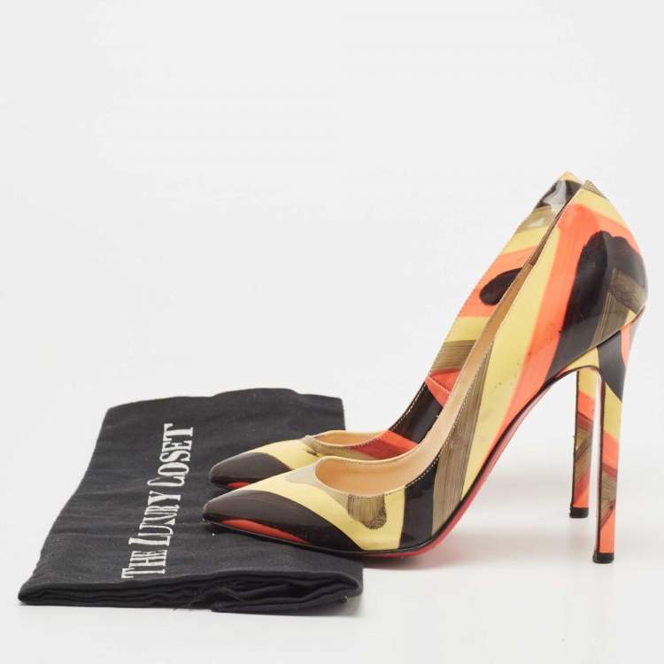 Pre Owned Christian Louboutin Multicolor Patent Pigalle Pumps Size 35