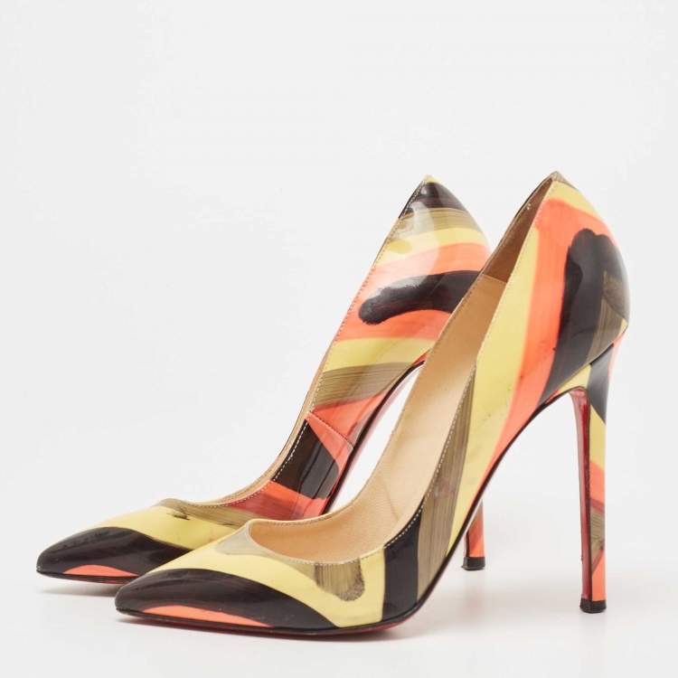 Pre Owned Christian Louboutin Multicolor Patent Pigalle Pumps Size 35