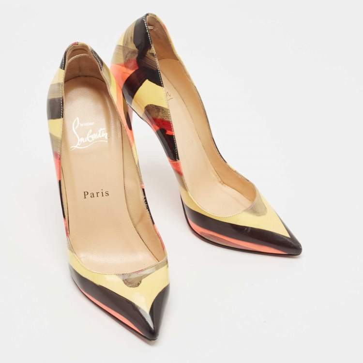 Pre Owned Christian Louboutin Multicolor Patent Pigalle Pumps Size 35