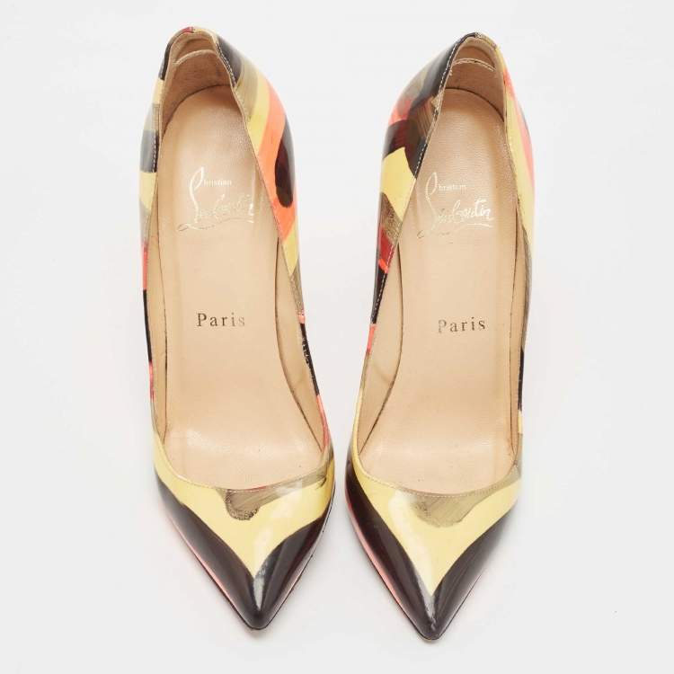 Pre Owned Christian Louboutin Multicolor Patent Pigalle Pumps Size 35
