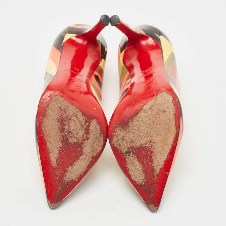 Pre Owned Christian Louboutin Multicolor Patent Pigalle Pumps Size 35