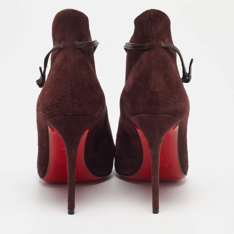 Pre Owned Christian Louboutin Dark Burgundy Suede Vampydoly Pumps Size 36