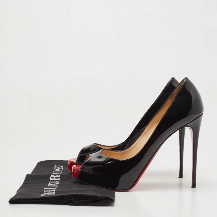 Pre Owned Christian Louboutin Black Patent Leather New Very Prive Pumps Size 37.5