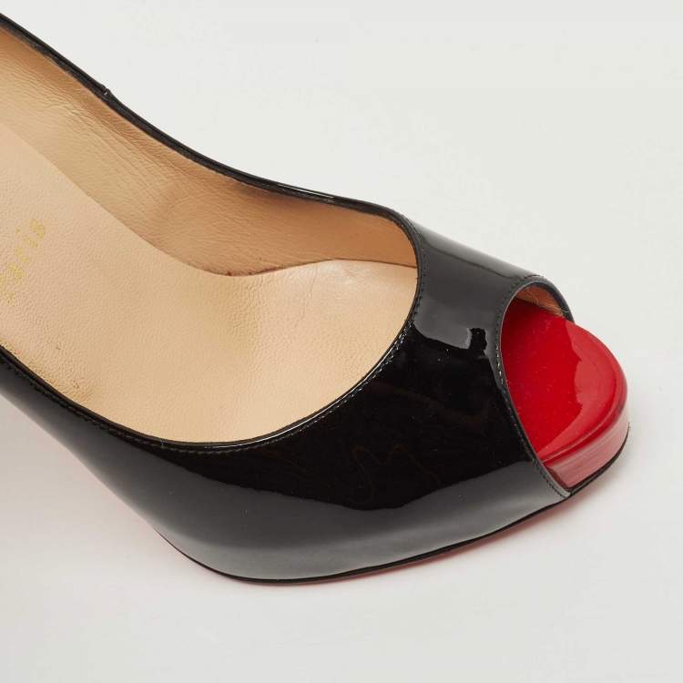 Pre Owned Christian Louboutin Black Patent Leather New Very Prive Pumps Size 37.5