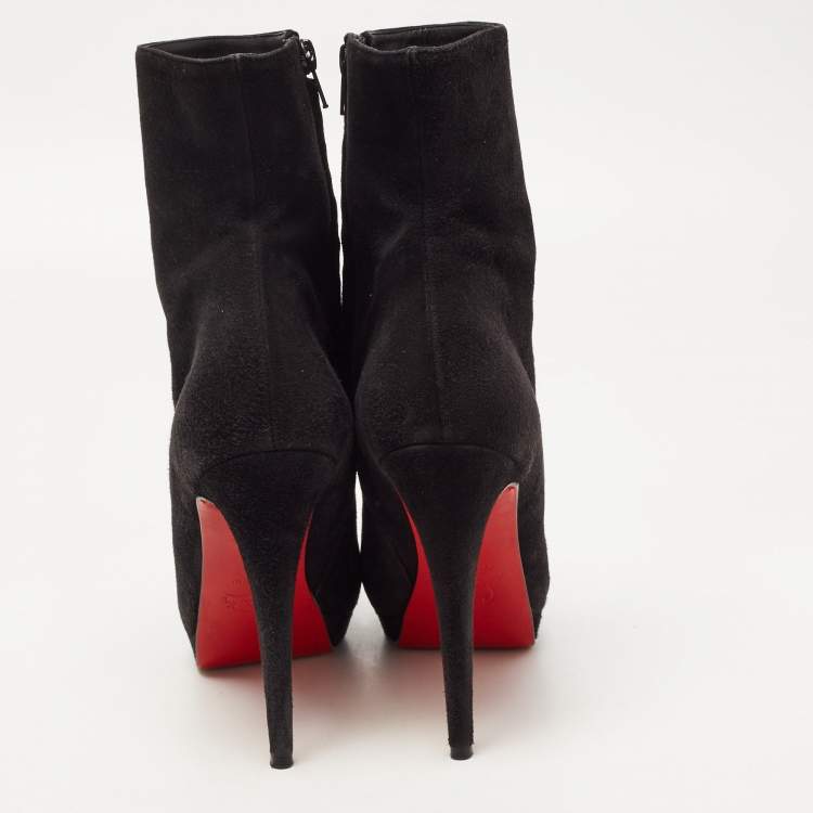 مملوكة مسبقًا Christian Louboutin Black Suede Belle Ankle Boots Size 39