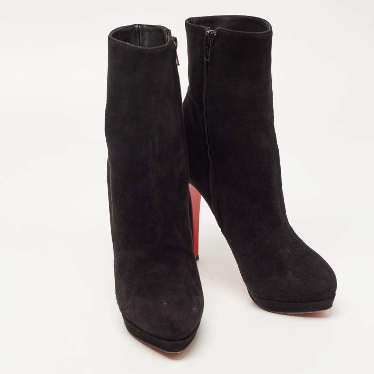 مملوكة مسبقًا Christian Louboutin Black Suede Belle Ankle Boots Size 39