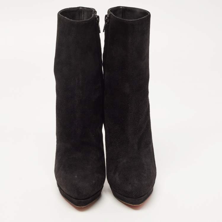 مملوكة مسبقًا Christian Louboutin Black Suede Belle Ankle Boots Size 39