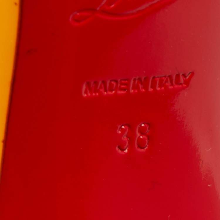 Pre Owned Christian Louboutin Light Orange Patent Leather So Kate Pumps Size 38