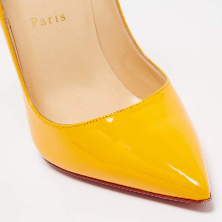 Pre Owned Christian Louboutin Light Orange Patent Leather So Kate Pumps Size 38