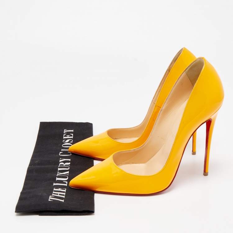 Pre Owned Christian Louboutin Light Orange Patent Leather So Kate Pumps Size 38