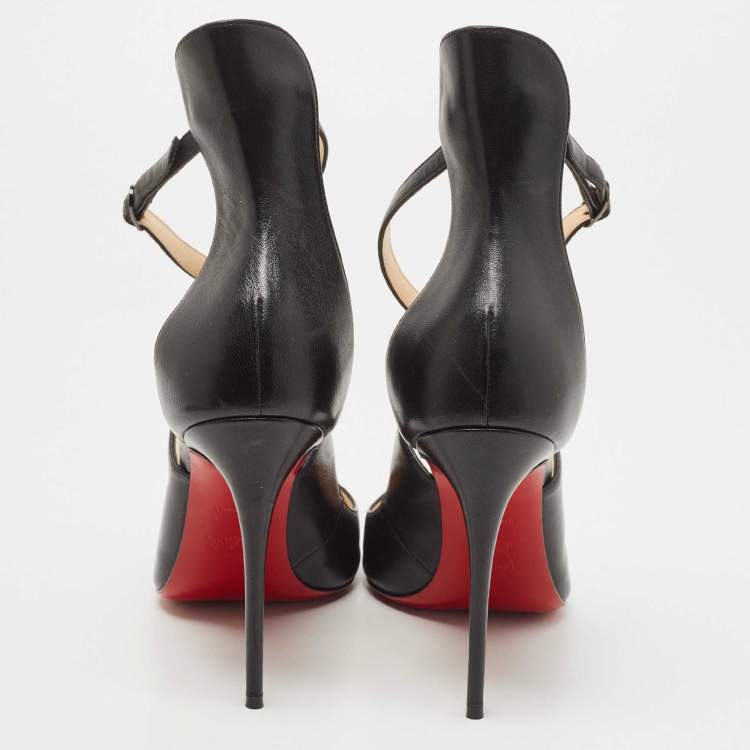 Pre Owned Christian Louboutin Black Leather Marlenarock Pumps Size 38