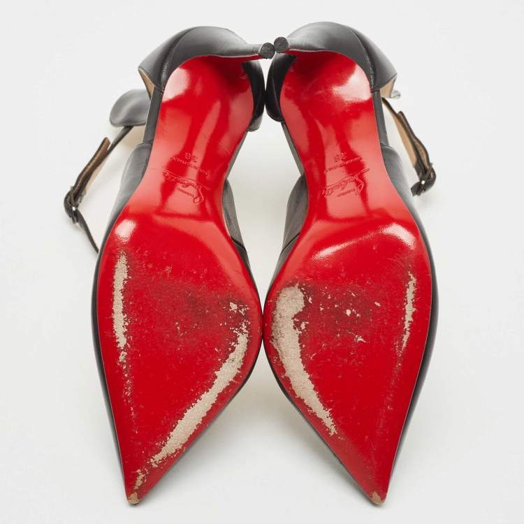 Pre Owned Christian Louboutin Black Leather Marlenarock Pumps Size 38