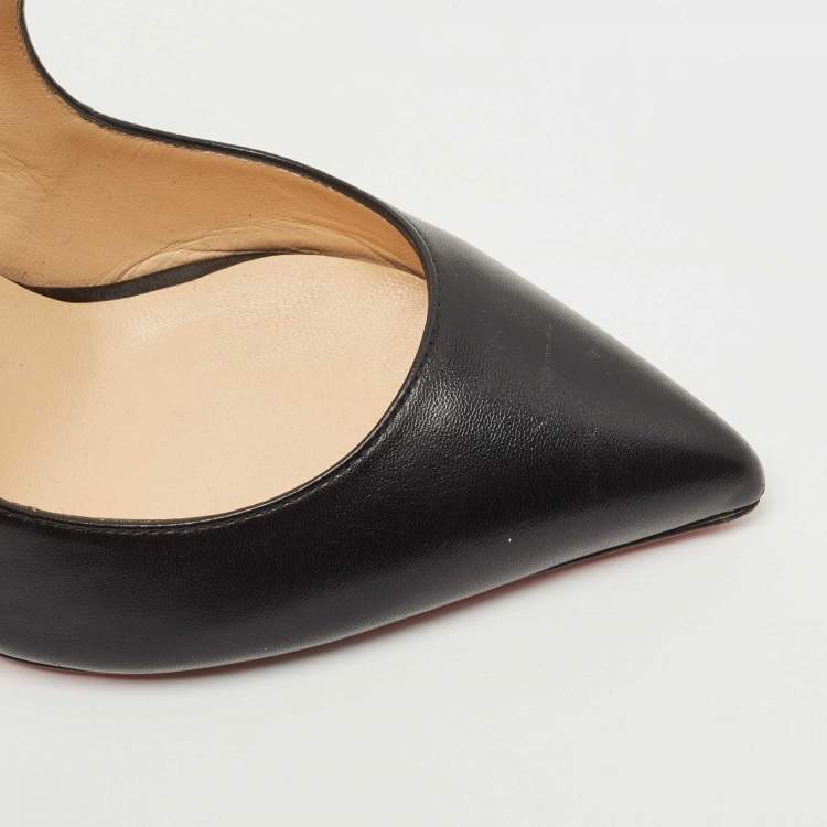 Pre Owned Christian Louboutin Black Leather Marlenarock Pumps Size 38
