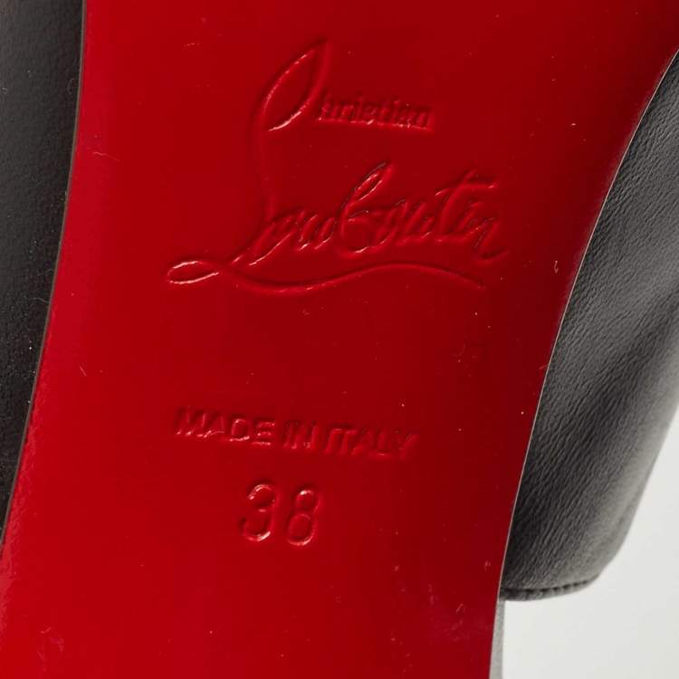 Pre Owned Christian Louboutin Black Leather Marlenarock Pumps Size 38