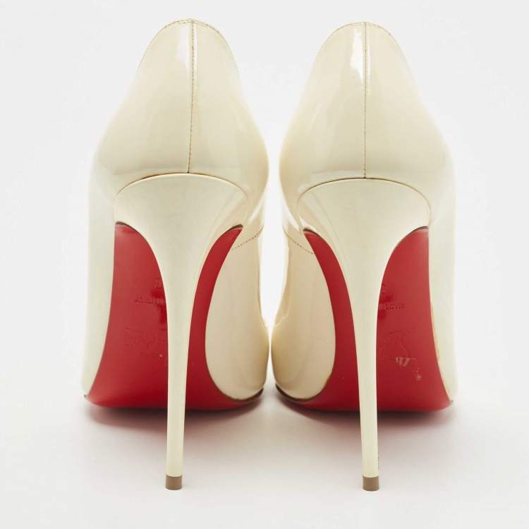 Pre Owned Christian Louboutin Cream Patent Leather So Kate Pumps Size 38